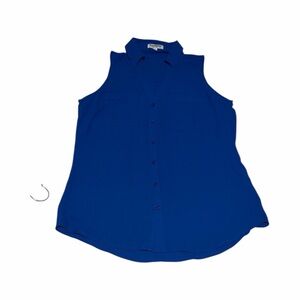 Express The Portofino shirt Royal Blue Sleeveless Button-Down